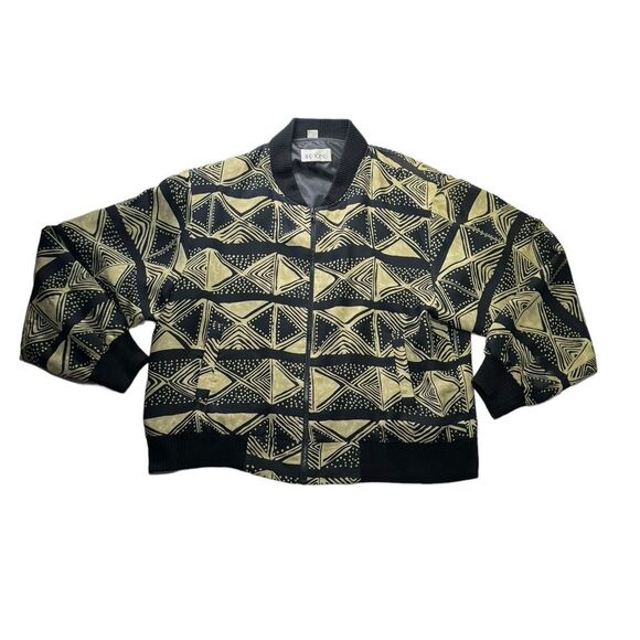 The Icing Vintage geometric pattern Bomber Boxy Jacket Zip Up  shoulder pads M - Picture 1 of 16